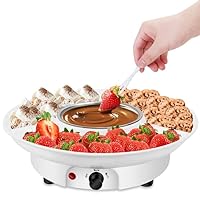 Beyoung Electric Fondue Pot,Chocolate Fondue Maker With Temperature Control and Detachable Serving Trays Great for Dipping Snacks,Bread in Chocolate,Meaningful Birthday Wedding Day Gift (White)