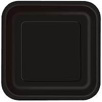 Unique - Ecological Square Paper Plates-18cm Black-Pack of 16, Color Black (32028EU)