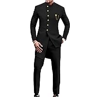African Suit for Men Single Breasted Slim Fit Jackets and Trousers 2 Piece Set Business Suit Wedding Evening
