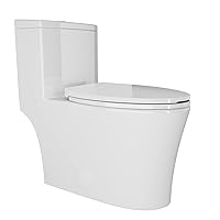 Dual Flush Elongated Standard One Piece Toilet for Bathroom Comfort Height in White