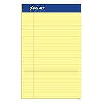 Ampad Perforated Pad, Size 5 x 8, Canary Yellow Paper, Jr. Legal, 50 Sheets Per Pad, 12 Pack (20-264)