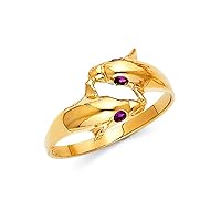 14k Yellow Gold CZ Cubic Zirconia Simulated Diamond Fancy Dolphin Ring Size 7 Jewelry for Women