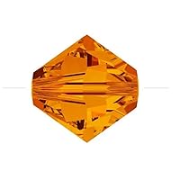 200pcs Authentic Preciosa 4mm (0.16 Inch) Small Loose Faceted Bicone Crystal Beads Sun Orange Compatible with Swarovski Crystals Pre-B412