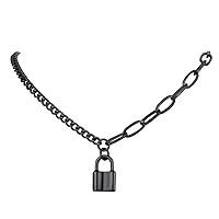 FindChic Handcuff Necklace Padlock Pendant Customized Handcuffs Bracelet Stainless Steel/18K Gold Plated/Black Curb Chain Interlocking 16inch/18inch Friendship Statement Necklace for Girls & Women