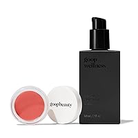 goop Beauty Cream Blush and Massage Oil Bundle | 0.5 oz Creamy Peach Cream Blush for a Sheer Pop of Color on Lips & Cheeks | 2 fl oz of Mess Free Oil for a Couples Massage or Self Care | Gift Set