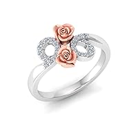 Two Flower Ring In 14k Solid Gold Ring For Women And Girls Diamond Size 1.00 MM 1.2 MM 1.3 MM Diamond Weight 0.14542 CTW Gold Weight 4.158 GM Diamond Piece 26