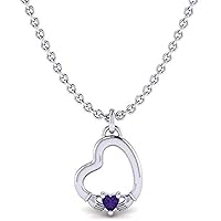 Created Heart Cut Purple Amethyst Gemstone 925 Sterling Silver 14K Gold Finish Heart Shape Claddagh Pendant Necklace for Women's & Girl's