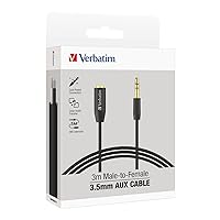 VERBATIM 3.5mm Aux Audio Extension Cable 3m - Black
