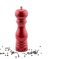 Restaurantware 7.5-IN Classic French Pepper Mill: Perfect for Restaurants Cafes and Catered Events - Adjustable Coarseness Pepper Grinder - High Gloss Red Environment-Friendly Rubberwood - 1-CT