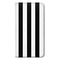 jjphonecase RW2297 Black and White Vertical Stripes PU Leather Flip Case Cover for Samsung Galaxy S24 Ultra