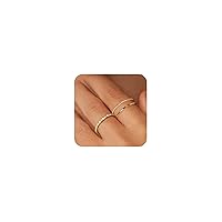 Moodear 3PCS Gold Rings for Women, 14k Gold Plated Stackable Thin Rings for Women Cubic Zirconia Wedding Rings for Women Non Tarnish Wedding Bands Aesthetic Jewelry Size for 5-12