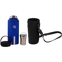 32oz. Alkaline Water Bottle + Water Bottle Carrier, Carry Bag and Holder | Stainless Steel | Creates Premium pH Water up to 9.5+ pH | Insulated Water Bottle Carry Bag,