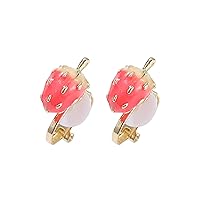 Earrings Cute Strawberry Earrings Feminine Charm Simple And Fresh No Earhole Earclip Earnail Girl Heart Necklace