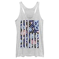 Fifth Sun Lost Gods Flag Floral Women's Racerback Tank Top, White Heather, X-Large