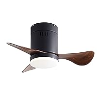 22 Inch Small Ceiling Fan with Light Modern 6-speed DC Motor Reversible Noiseless,3 ABS Walnut Blades,Dimmable and Remote,Ceiling Fan for Indoor