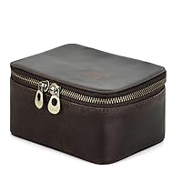 Leather Watch Storage Box Handmade Cufflinks Jewelry Double Zipper 2-in-1 Travel Storage Box