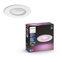 Philips Hue Smart Recessed 6 Inch LED Downlight Old Version - White and Color Ambiance Color-Changing Light, 1 Pack - 1100LM Control with App