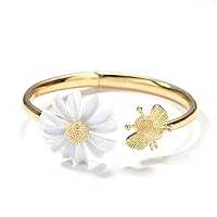 Daisy Bracelet , Flower Bracelet , Gold Bracelet, Flower and Bee , Daisy and Bee, TBVS Design House