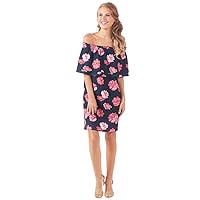 Mud Pie Womens Pippa Off-The-Shoulder Summer Dress, Pink Peony, Size Large, Red, Medium