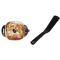 BELLA Electric Skillet and Frying Pan with Glass Lid, Nonstick Coating, Cool Touch Handles, Removable Heating Probe, Dishwasher Safe, 12 x 12 inch, Copper & Norpro 99 Favorite Spatula