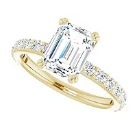 925 Silver, 10K/14K/18K Solid Gold Moissanite Engagement Ring 1.5 CT Emerald Cut Handmade Solitaire Ring, Diamond Wedding Ring for Women/Her Anniversary Ring, Birthday Gift,VVS1 Colorless Ring