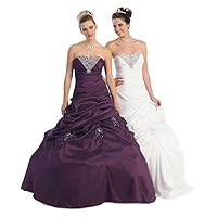 Women Strapless Floor Length Beaded Dramatic Ball Gown Special Occasion Dress