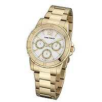 Time Force Women's Quartz Watch with Stainless Steel Strap, Gold, 18 (Model: TF4191L09M)
