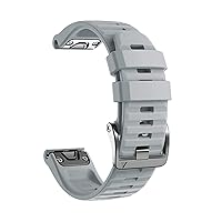 Silicone Quick Release Watchband Strap for Garmin Fenix 7X 7 6X Pro Watch Easyfit Wrist Band 26 22MM Strap (Color : Grey, Size : 26mm Fenix 7X)