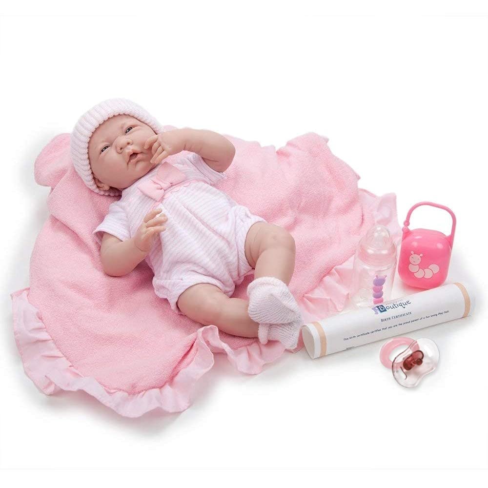 JC Toys 18780 La Newborn Soft Body Boutique Baby Doll, 15.5-Inch, Pink