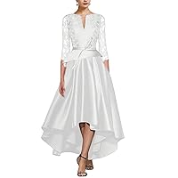A-Line Mother of The Bride Dress Formal Wedding Guest Elegant Party Scoop Neck Tea Length 3/4 Length Sleeve 2024