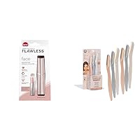 Facial Hair Remover for Women Bundle with 6 Count Flawless Dermaplane Exfoliators