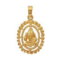 Indian God Shri Ganesha Religious Pendant Made for Yellow Gold Plated 925 Sterling Silver