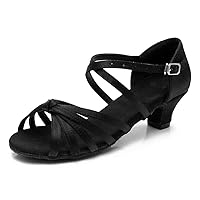 TINRYMX Girls&Women Latin Dance Shoes Silk Ballroom Salsa Tango Professional Performance Practice Dance Shoes,Model-SS-TL-ZSXGG/202