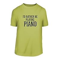 I'd Rather Be Playing Piano - A Nice Men's Short Sleeve T-Shirt Shirt, Yellow, Large