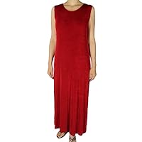 Women's Sleeveless Tank Dress Acetate Spandex Slinky Made in USA Red