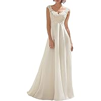 Luolanid Simple A Line Wedding Dress Applique Beading V-Neck Sleeveless Evening Dress