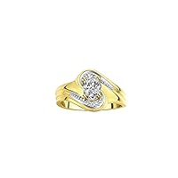 Rylos Designer Swirl Style Ring Yellow Gold Plated Silver 925 : 7X5MM Oval Gemstone & Diamond Accent - Birthstone Jewelry for Women - Available in Sizes 5-10.