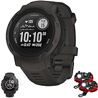 Garmin 010-02626-10 Instinct 2 GPS Smartwatch/Fitness Tracker - Graphite Bundle with Deco Essentials 2X Tactical Emergency Paracord Multipurpose Bracelet and 2X Screen Protector