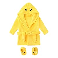 Mens Sweatsuit Outfits Bathrobes Sleepwear+Footwear Cartoon Girls Hoodie Boys Infant Flannel Boys 3 (Yellow, 0-6 Months)