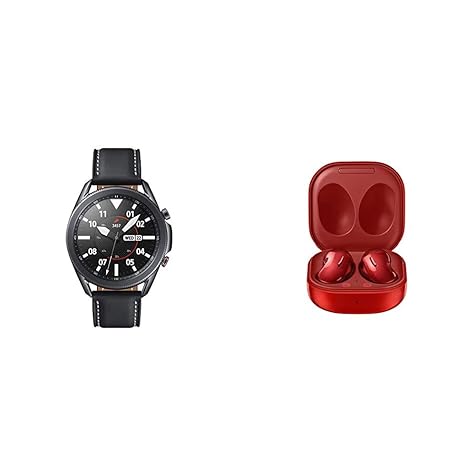 SAMSUNG Galaxy Watch 3 (45mm, GPS, Bluetooth, Unlocked LTE) Smart Watch - Mystic Black Electronics Galaxy Buds Live, T, Mystic Red
