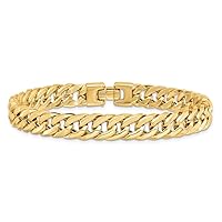 14 kt Yellow Gold Hand Made Chain Style Polished Men's Bracelet 8 Inches x 9 mm