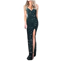 Sequins Wrap Sleeveless Ruched Deep Women Dress Nightclub V-Neck Party Women's Dress Plus Dresses Long