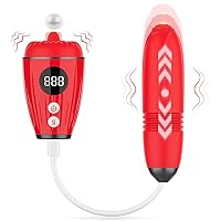 Rose Sex Toy Thrusting Dildo,3 in 1 Clitoral Stimulator G Spot Rose Vibrators with 9 Tongue Licking & Thrusting Modes, Anal Vibrating Dildo Adult Sex Toys Games Nipple Licker for Woman Man Couple