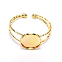 1Pcs/Pack 18mm Gold Bangle Cabochon Base Cuff Style Bracelet Blank Tray Bezels Setting Cabochon Supplies for Bracelet DIY Making (Gold, 18mm(0.71inch))