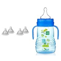 MAM Bottle Nipples Extra Slow Flow Nipple Size 0, for Newborn Babies and Older & Plastic Trainer Cup (1 Count), Trainer Drinking Cup with Extra-Soft Spout, Spill-Free Nipple, and Non-Slip Handles