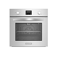 Empava Single Liquid Propane Gas Wall Oven 24 in. 2.3 cu. Ft. Bake Broil Rotisserie Functions with Mechanical Controls and Digital Timer and Convection Fan in Stainless Steel, Silver, 24inches