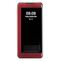 ZIFENGXUAN-Business Style Case for iPhone 15 Pro Max/15 Pro/15 Plus/15, Clear View Window, PC Case Fashion Leather Protection Folio Cover (15Plus,Red)
