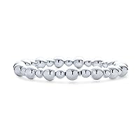 Bling Jewelry Modern Classic Polished Round Alternating 3-5MM or 5-8MM Ball Bead Bolo Slide Stretch Bracelet For Women Teen Shinny .925 Sterling Silver