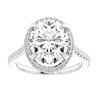 3 CT Oval Colorless Moissanite Engagement Ring, Wedding/Bridal Ring Set, Solitaire Halo Style, Solid Gold Silver Vintage Antique Anniversary Promise Ring Gift for Her