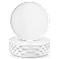 vancasso White Ceramic Dinner Plates Set of 6, 10.5 inch Large Plat Ceramic Dinner Plates for Kitchen, Microwave, Oven, and Dishwasher Safe, Scratch Resistant-White